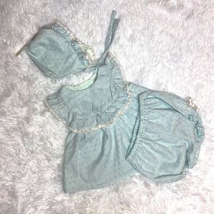 Turquoise/ baby blue 3 piece outfit